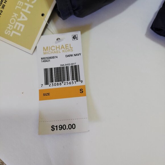 NEW WITH TAGS MICHAEL KORS QUILTED & PUFFER DARK NAVY HOODED DOWN JACKET SIZE S - Picture 7 of 8